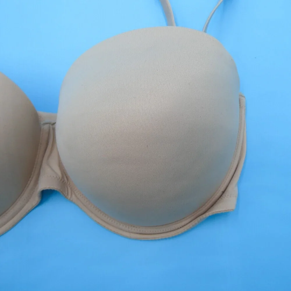 Victorias Secret Push Up Bra 34DD Beige Wear Everywhere Strapless‎ Lingerie